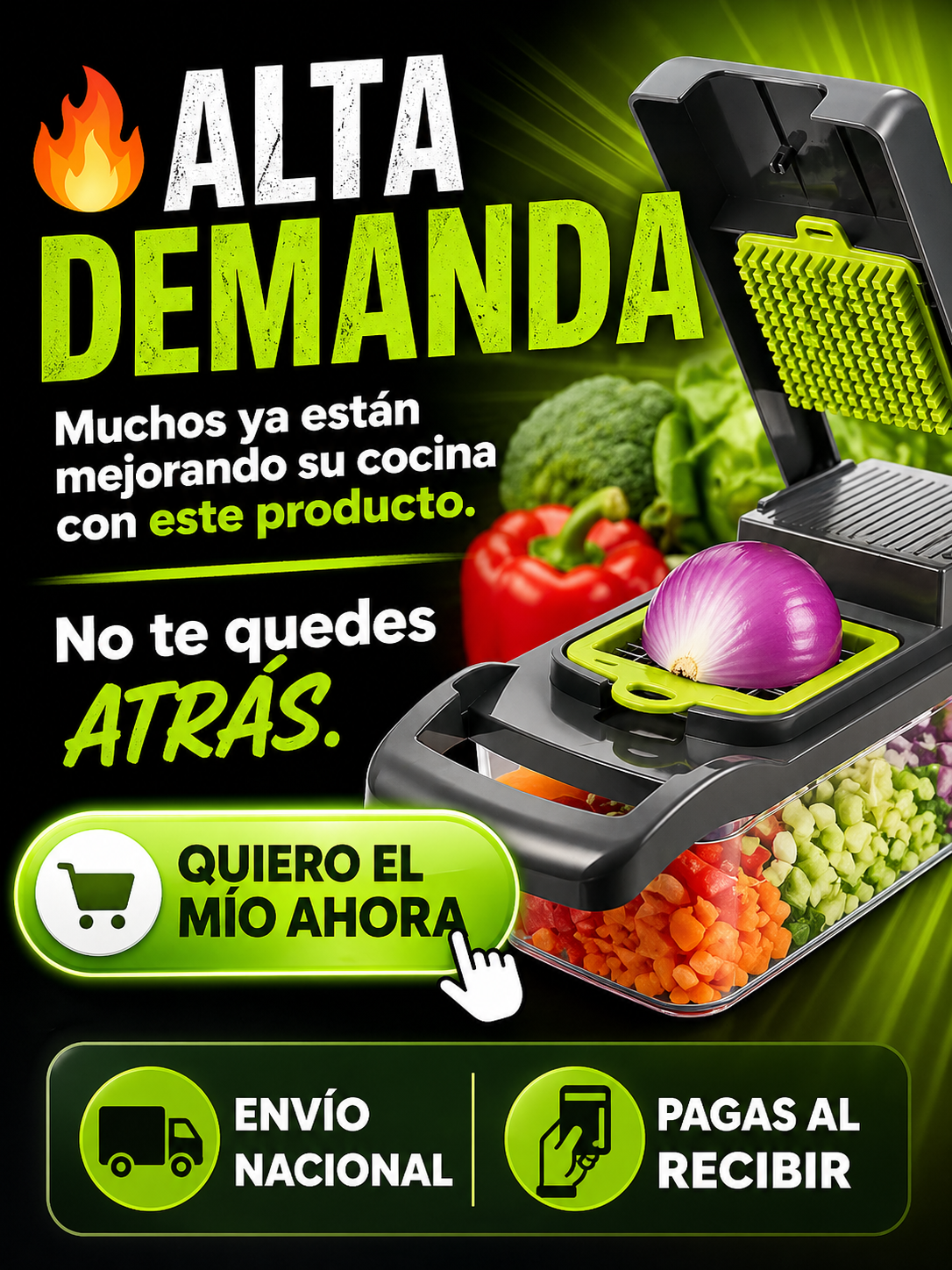 🔥Cortador Multifuncional: Picador de Verduras Múltiples + ENVÍO GRATIS🚚