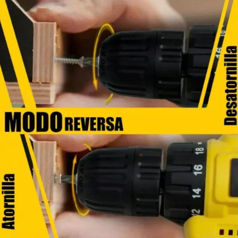 KIT TALADRO INALÁMBRICO ATORNILLADOR + 26 ACCESORIOS + 2 BATERIAS REGALO 🎁