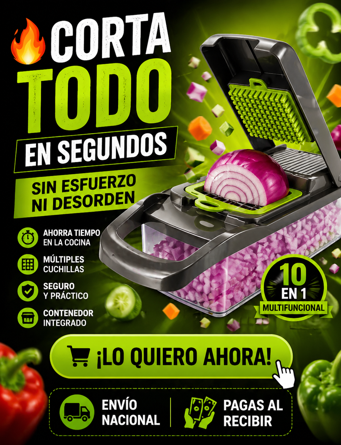 🔥Cortador Multifuncional: Picador de Verduras Múltiples + ENVÍO GRATIS🚚