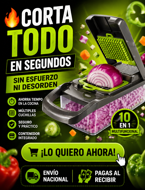 🔥Cortador Multifuncional: Picador de Verduras Múltiples + ENVÍO GRATIS🚚