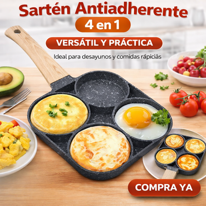 🔥 🍳 Cocina 4 alimentos al mismo tiempo: Sartén 4 Puestos Multiuso Antiadherente + ENVÍO GRATIS 🚚