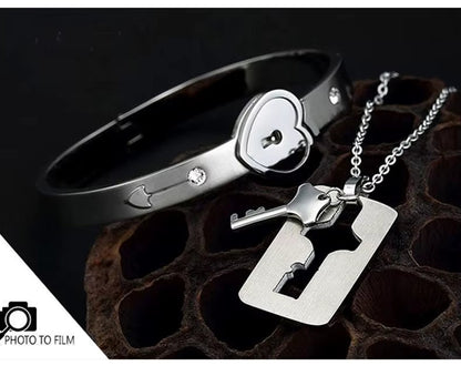 ❤️Lleva Tu Combo Pulsera Corazón Con Llave collar 😍+ ENVÍO GRATIS🚚